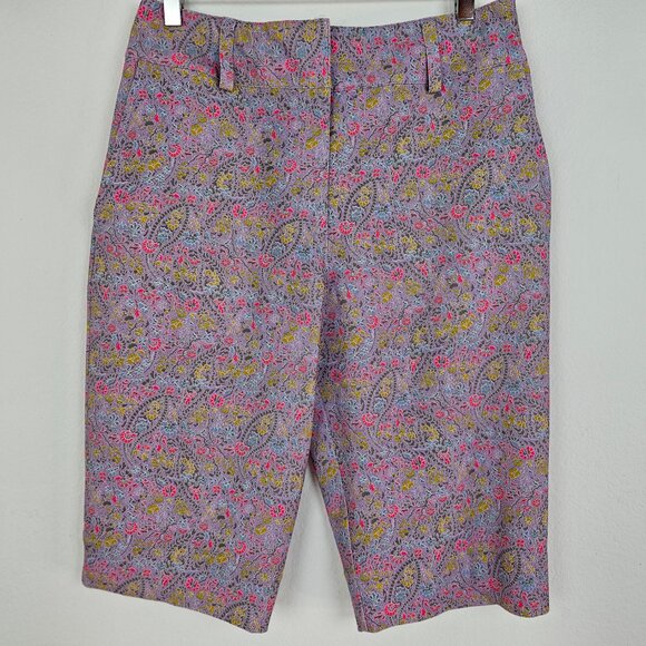 Nike Golf Womens Purple Pink Paisley Dri fit Bermuda Shorts Size S - Picture 1 of 10